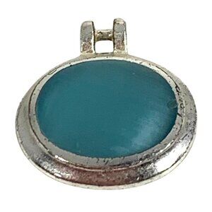 SU 925 Sterling Silver w/ Cats Eye or Chalcedony Inlay Oval Pendant Charm ONLY